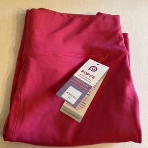 Popfit Women's High Rise Biker Shorts Magenta Hot Pink Size XL Pockets Thick